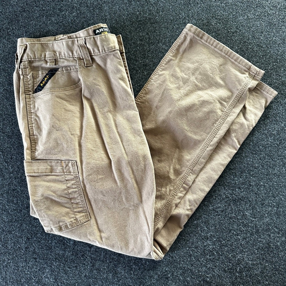 Ariat Rebar M4 Made Tough Pants Mens 38x32 Field Khaki Straight Leg Utility Work